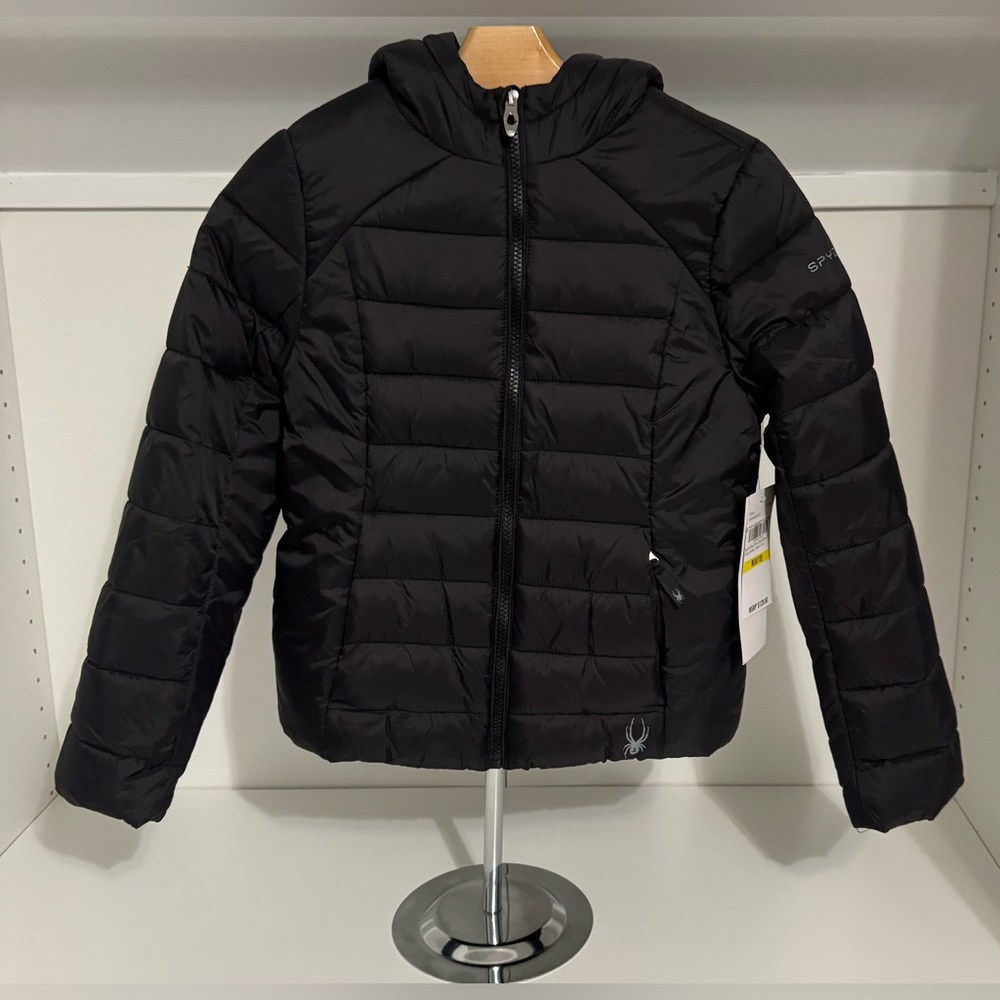 Spyder Big Girls Clara Black Short Puffer Jacket NWT Size: M (8-10)
